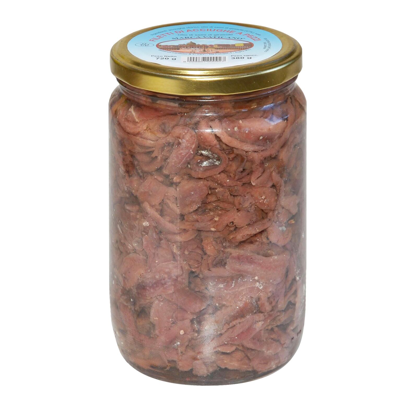 Filetti di acciughe a pezzi in olio di semi di girasole 720g Balistreri