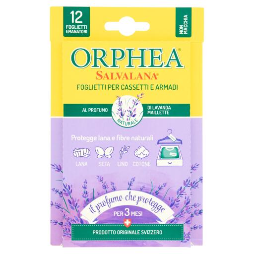 Deodorante per armadi 12 fogli lavanda Orphea