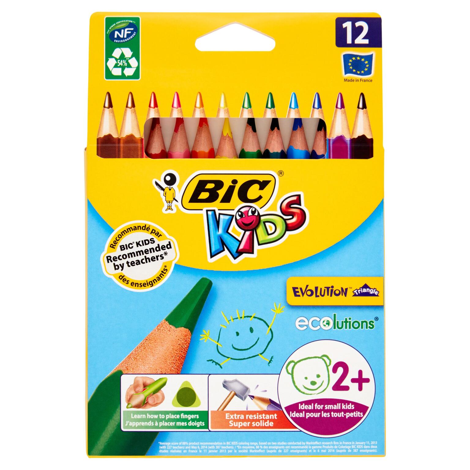 12 matite colorate Kids triangolari