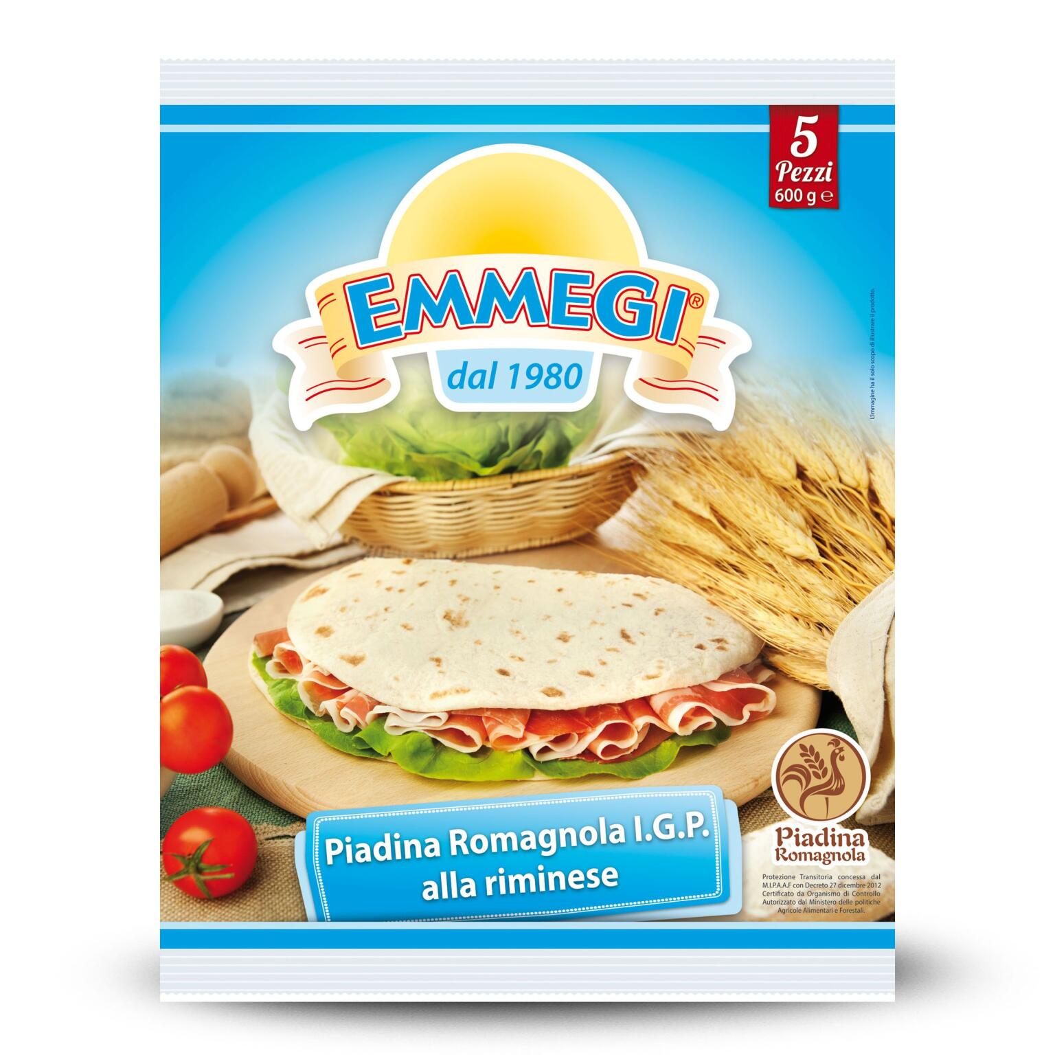 Piadina romagnola IGP confezione 5 pz 600g Emmegi