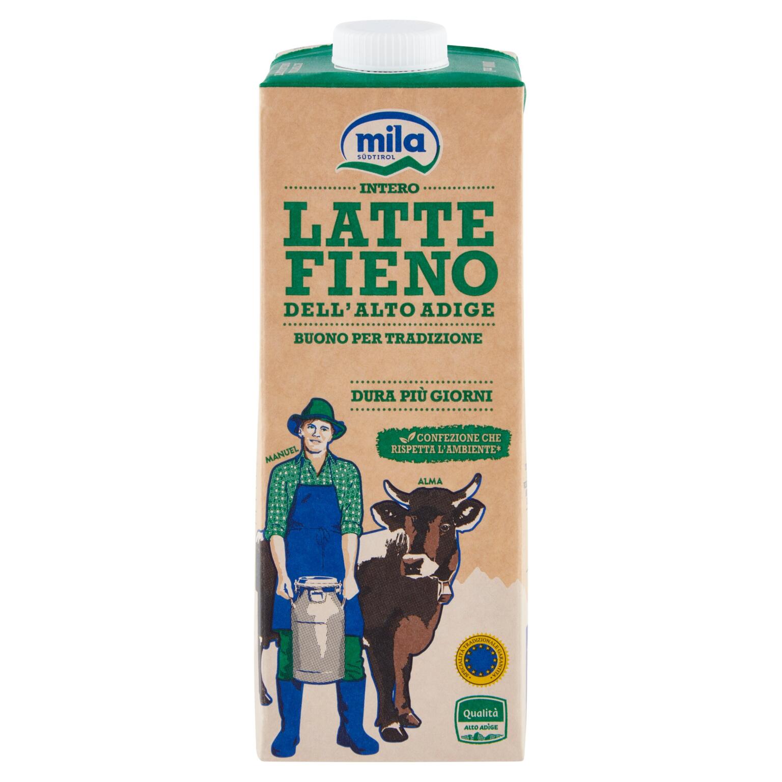 Latte Fieno intero dell'Alto Adige Dura Più Giorni 1L Mila