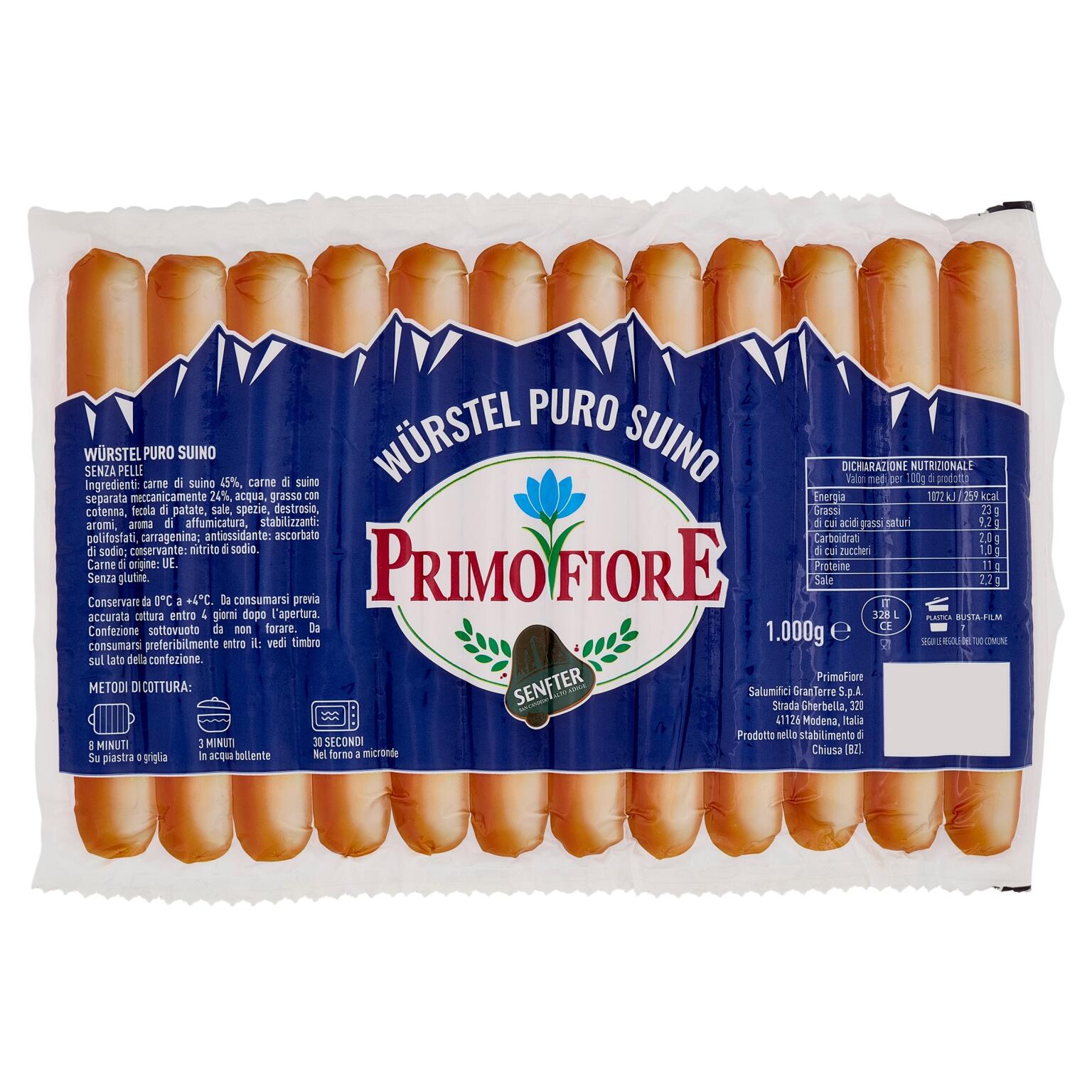 Wurstel di puro suino 1kg Primofiore