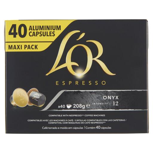 40Capsule Caffè Onyx intensità 12 Espresso 208g L'Or