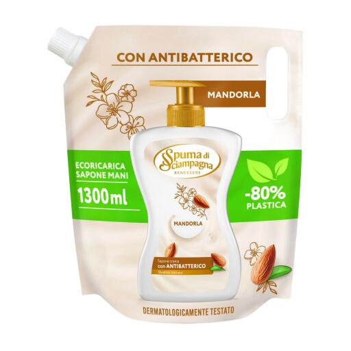 Sapone in crema ecoricarica alla mandorla da 1,3l Spuma di sciampagna