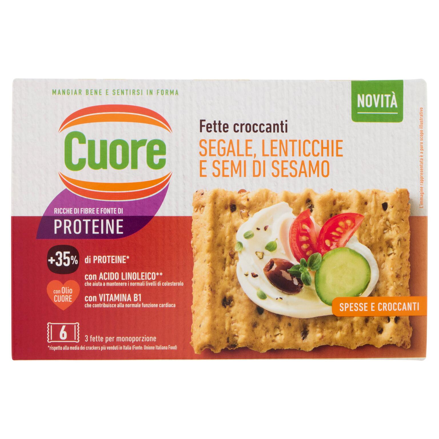 Fette croccanti segale lenticchie e semi di sesamo 240g Cuore