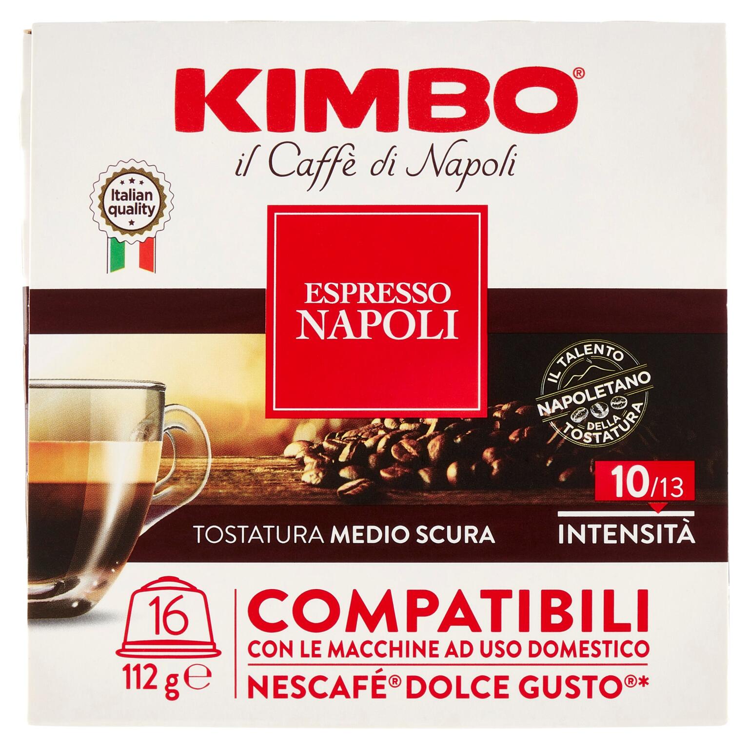 Capsule Napoli Kimbo 16 pezzi compatibili con Nescafè Dolce Gusto