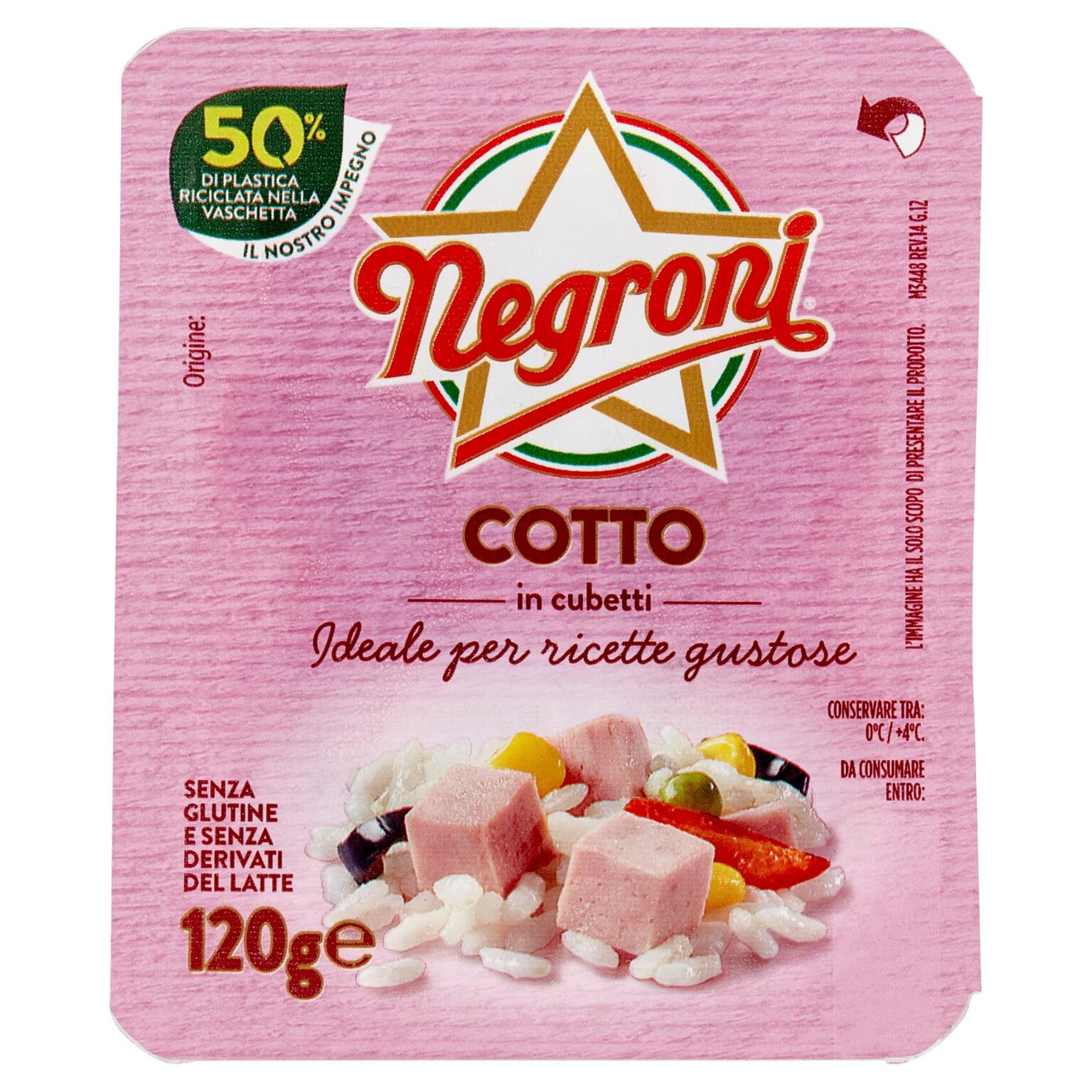Prosciutto cotto cubetti 120g Negroni senza glutine
