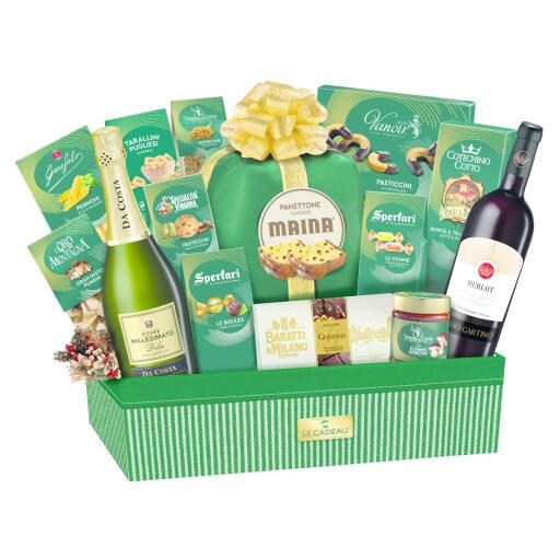 Cesto Natalizio Verde Smeraldo 15pezzi Le Cadeau