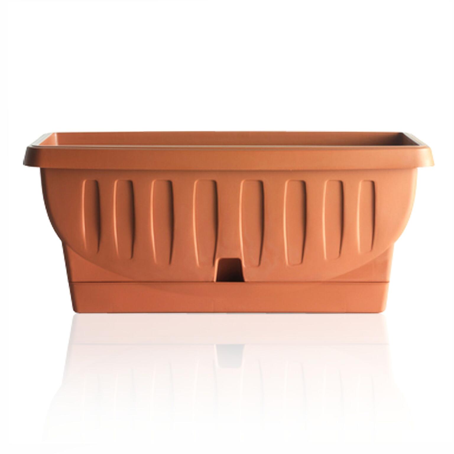 Fioriera Natura con sottovaso a riserva d'acqua color terracotta 50cm