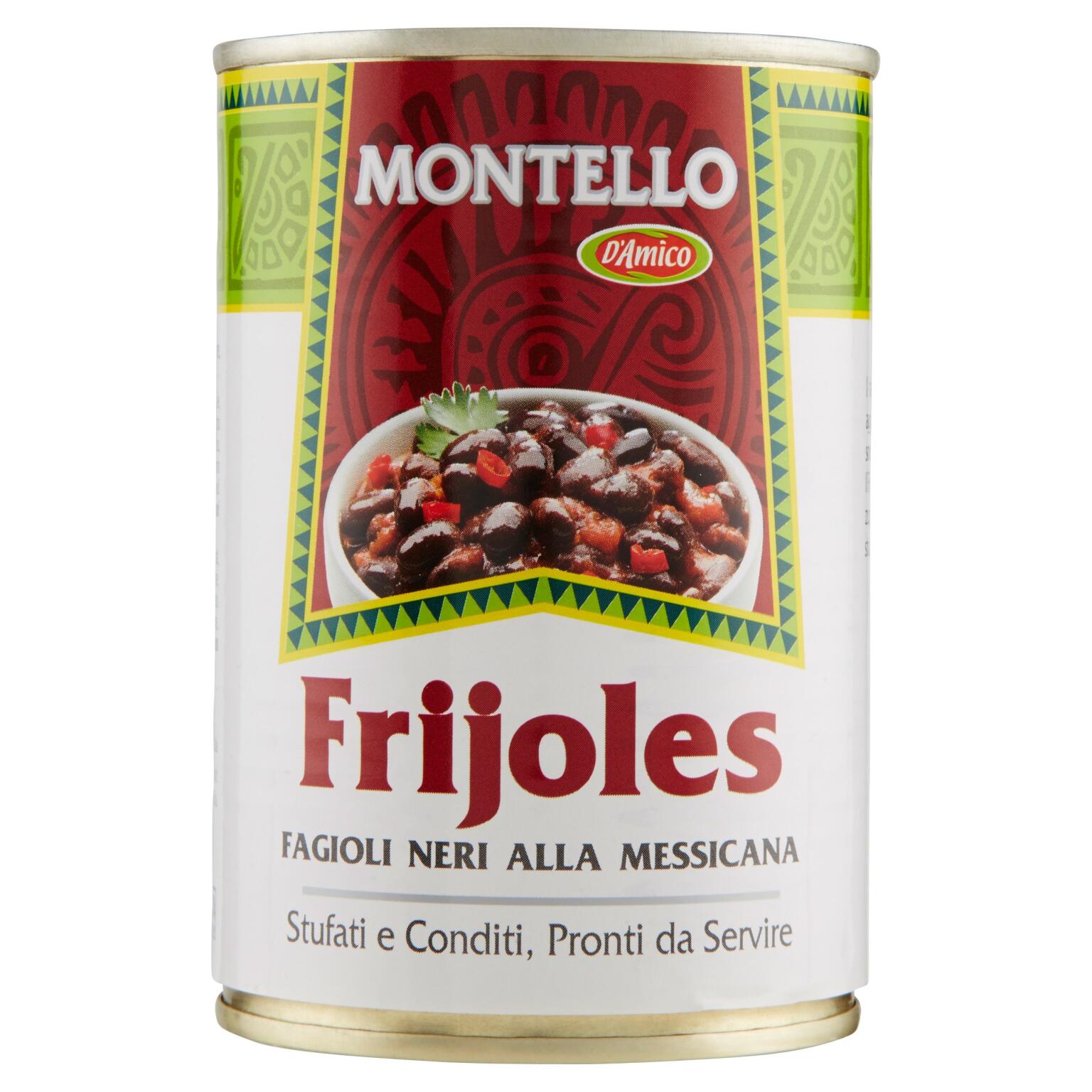 Fagioli neri messicani Frijoles stufati e conditi 400g Montello D'Amico