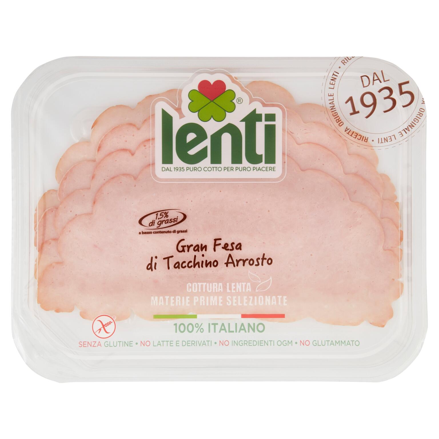 Fesa di tacchino a fette 100g Lenti
