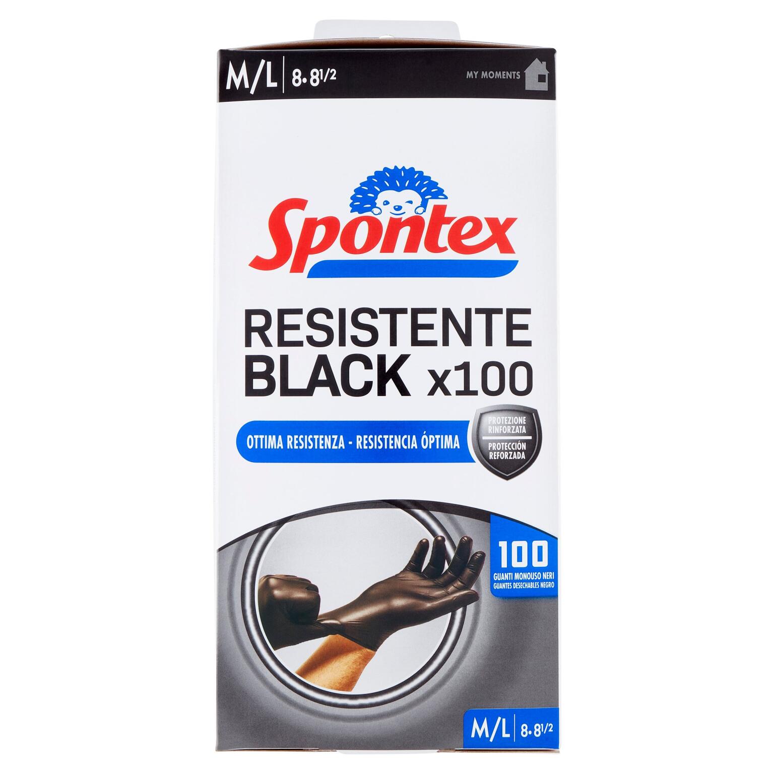 Guanti Monouso x100pz taglia M/L Resistente Black Spontex