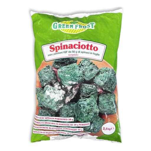 Spinaci in foglie in mini porzioni da 2,5kg Green Frost