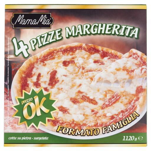 Pizza margherita formato famiglia 4 pezzi x280g   Mama Mia