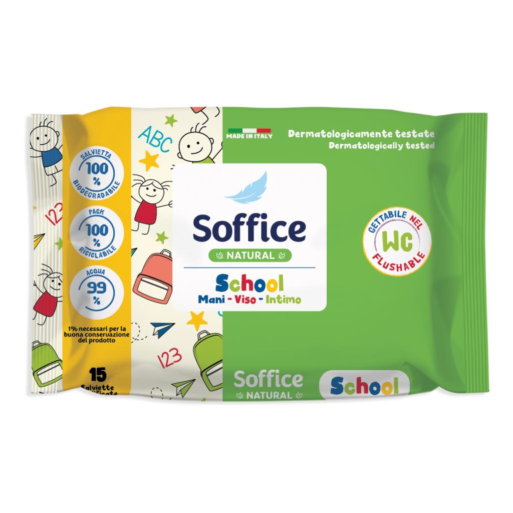 Soffice natural school viso mani e intimo 15 pezzi usa e getta
