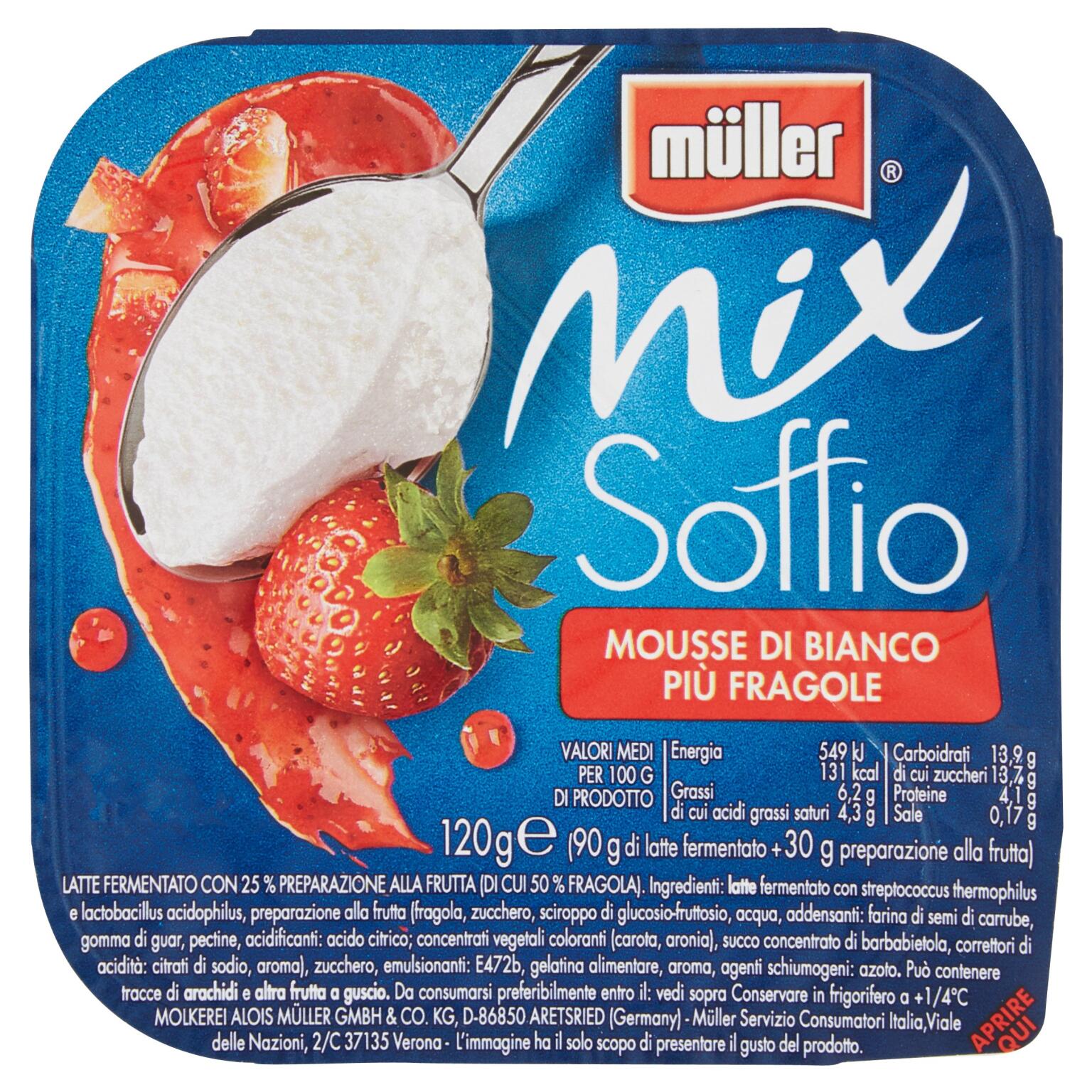 Yogurt Mix Soffio Bianco+Fragola 150g Muller