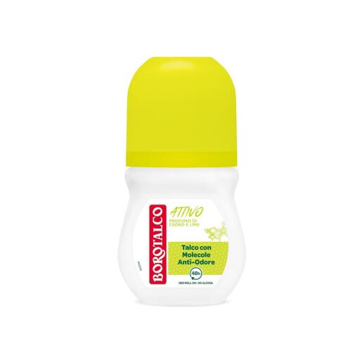 Deo roll-on Attivo giallo con talco vegetale e molecole anti odore 50ml Borotalco