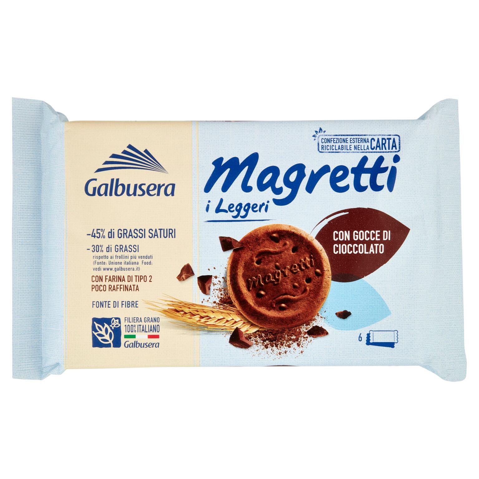 Frollino Magretti con gocce di cioccolato 6 porzioni 260g Galbusera