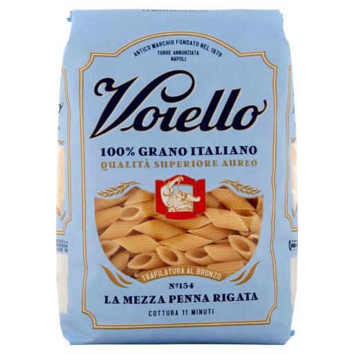 Mezze penne rigate pasta di semola di grano duro trafilata bronzo n°154 500g Voiello