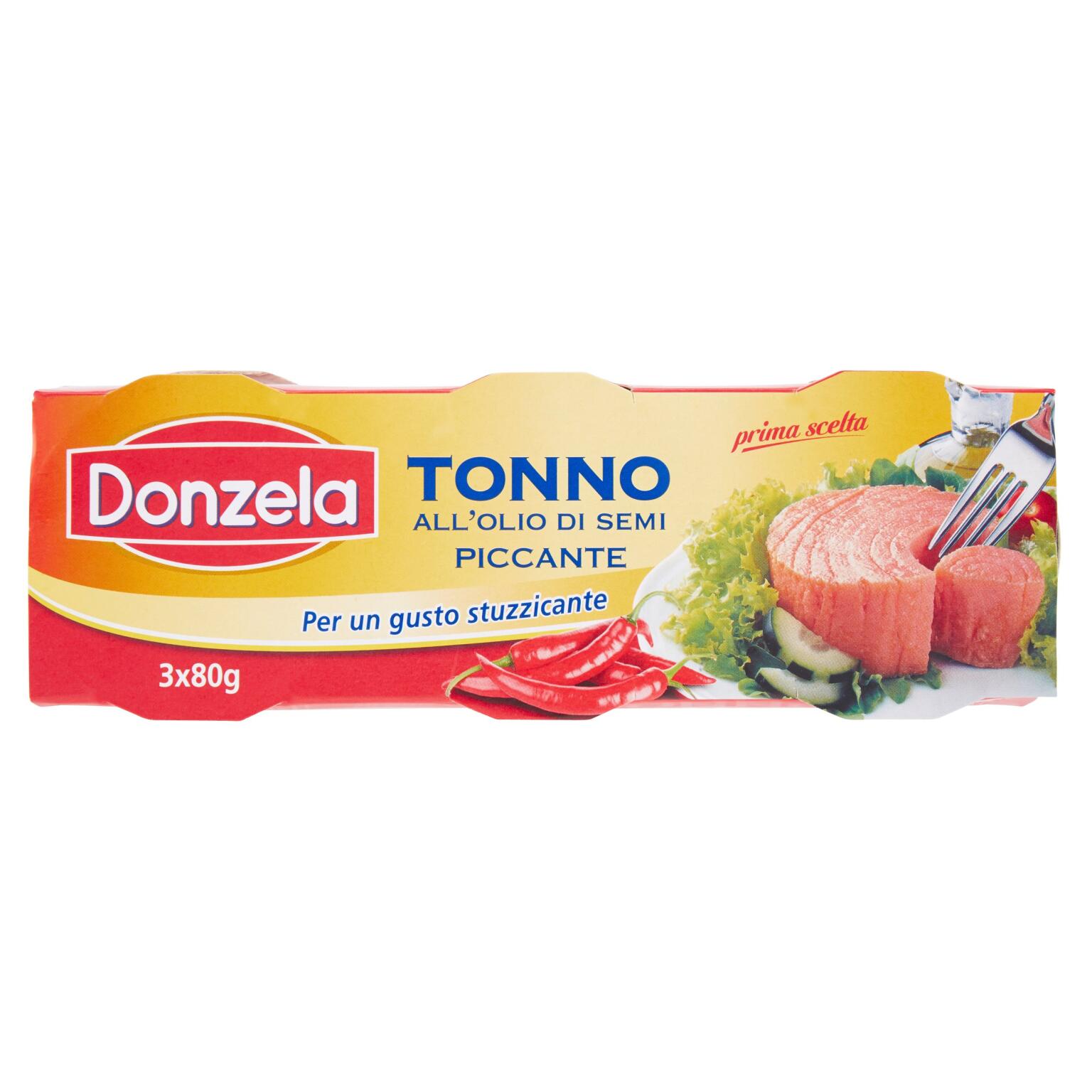 Tonno in olio di girasole piccante 3x80g Donzela