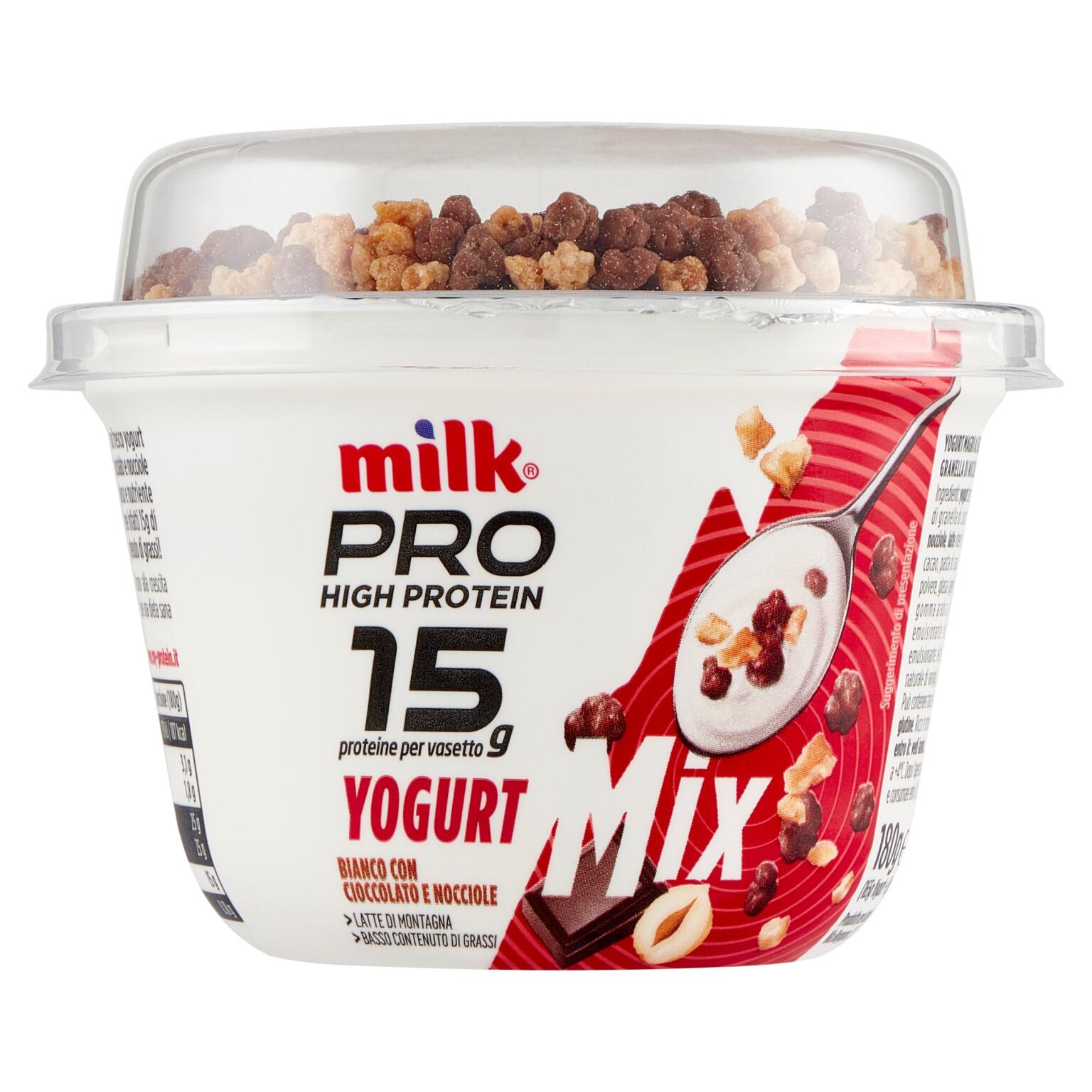 Milk PRO Yougurt Mix 180g Bianco con Cioccolato e Nocciola