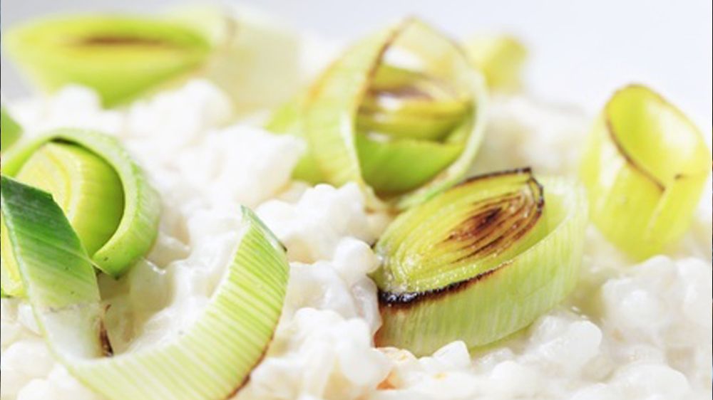 Risotto ai porri mantecato alla grappa