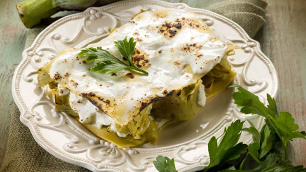Lasagne verdi con branzino e verdurine