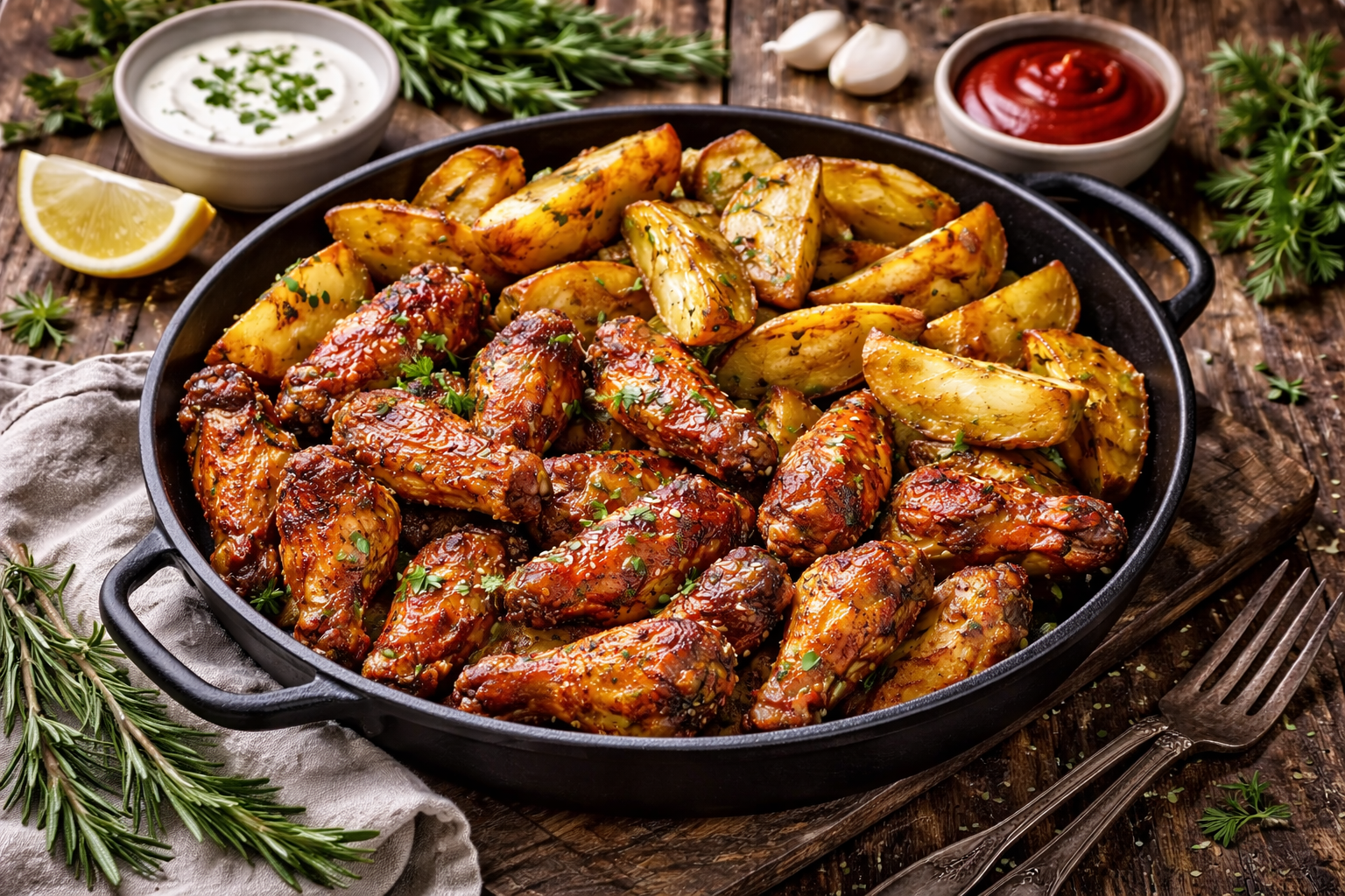Ali di pollo e patate