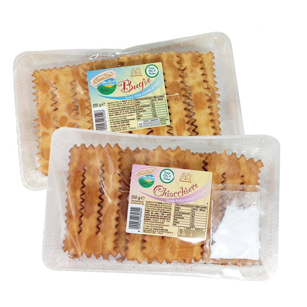 Bugie/Chiacchiere in vaschetta 250g Piuma D'oro