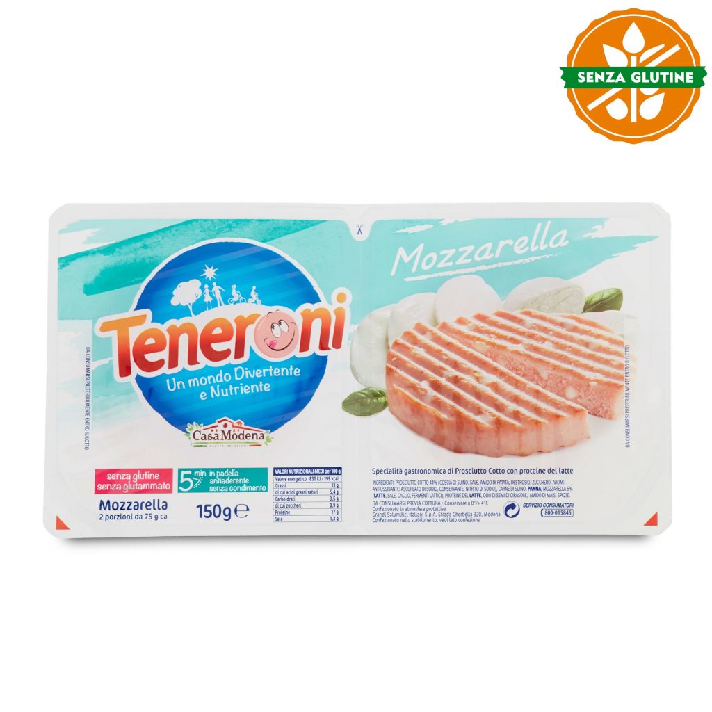 Teneroni mozzarella e prosciutto cotto senza glutine 150g Casa Modena