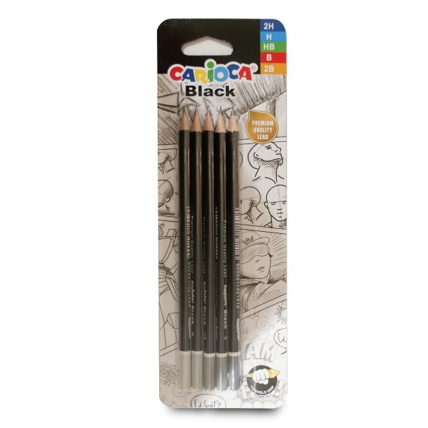 Matite black 5 pezzi H/2H/B/2B/HB Carioca