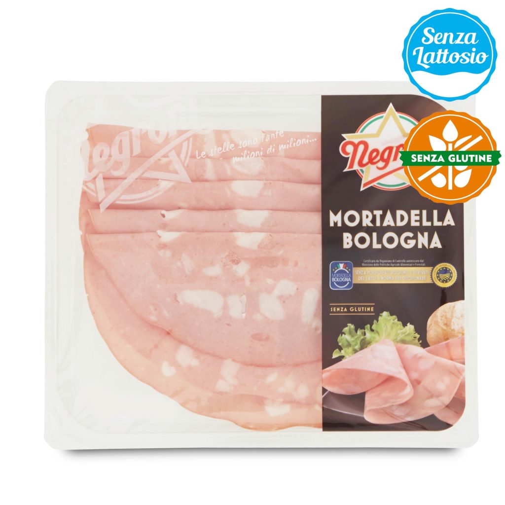 Mortadella Bologna affettata IGP senza glutine 100g Negroni e senza