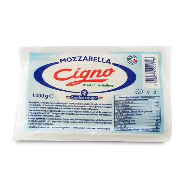 Mozzarella pizzeria 1kg Cigno
