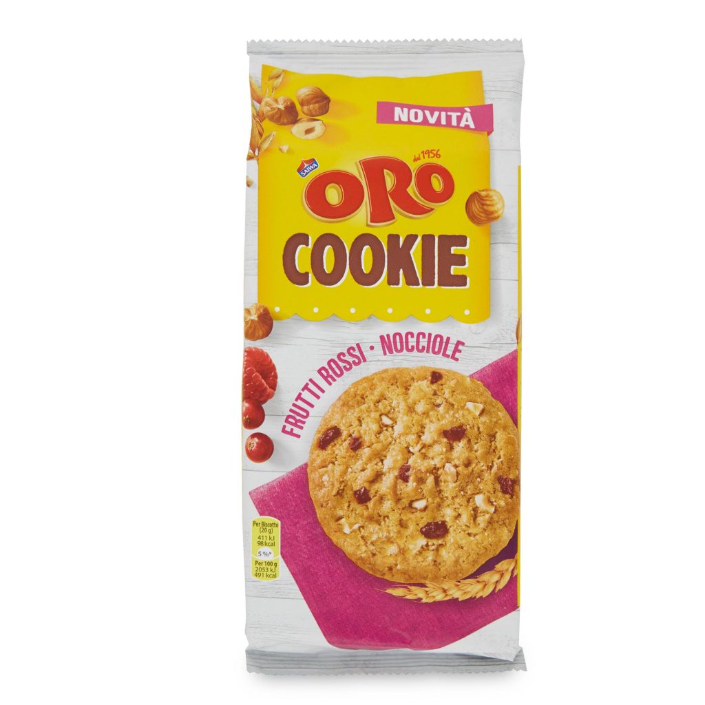 Biscotti oro cookies ai frutti rossi e nocciole 160g Saiwa D’Ambros