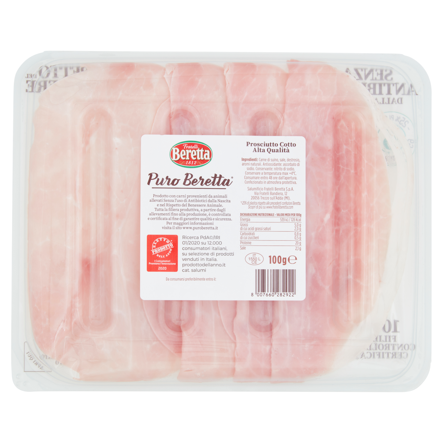 Prosciutto cotto "Puro" Alta Qualità 100g Beretta D’Ambros Ipermercato