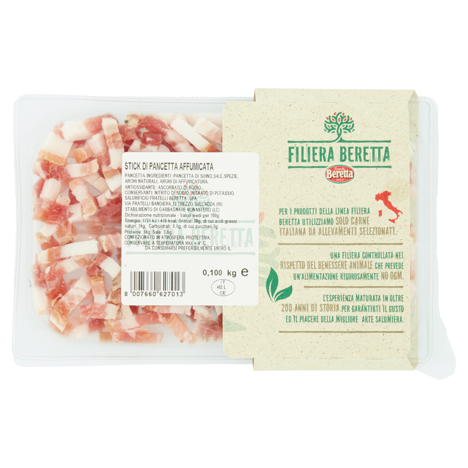 Pancetta affumicata in stick 100g Filiera Beretta D’Ambros Ipermercato