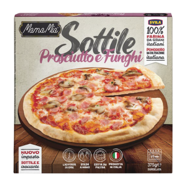 Pizza Sottile Prosciutto e Funghi 375g Mama Mia