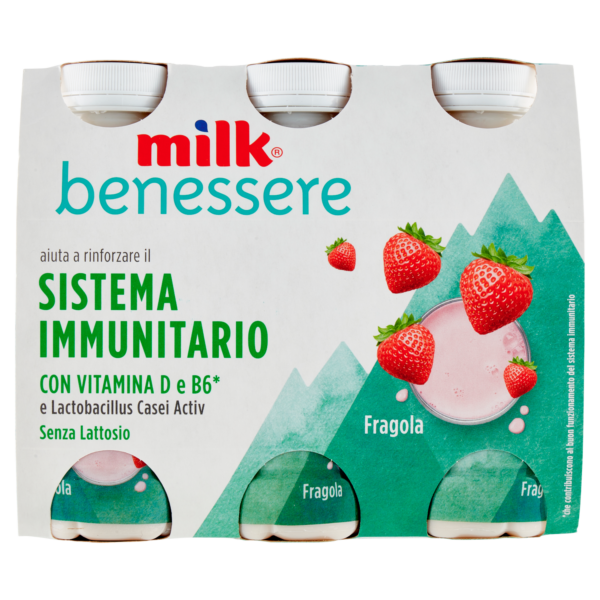 Milk Fragola confezione da 6 bottigliette 600g per il buon funzionamento del sistema immunitario