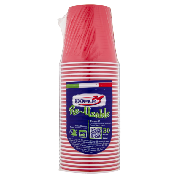30 Bicchieri Rosso Bicolore 230ml Dopla