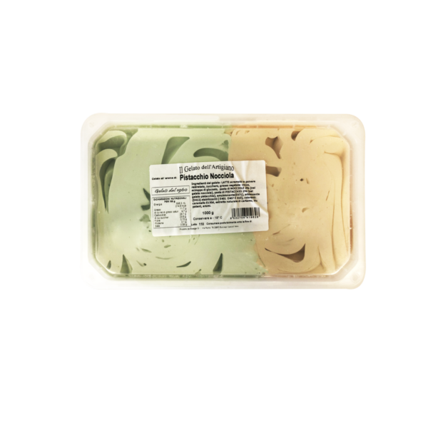 Gelato in vaschetta ai gusti nocciola e pistacchio da 1kg