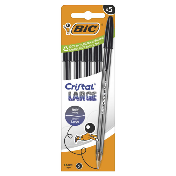 5 penna a sfera Bic cristal nere