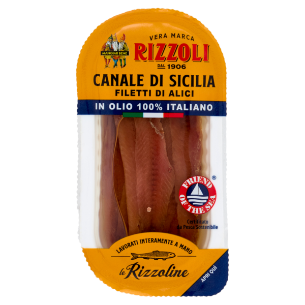 Filetti Di Alici Canale di Sicilia in olio 100% italiano 40g Le Rizzoline Rizzoli