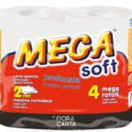 Carta igienica 4rotoli 2veli decorata e profumata Mega Soft