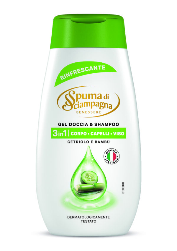 Doccia Shampoo rinfrescante cetriolo & bambù da 250ml Spuma di sciampagna