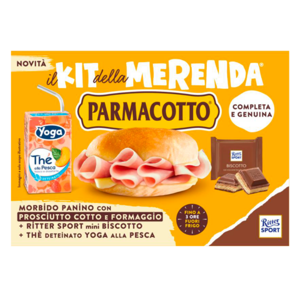 Kit merenda panino con prosciutto cotto e edamer, thè alla pesca deteinato e Ritter sport mini 197g