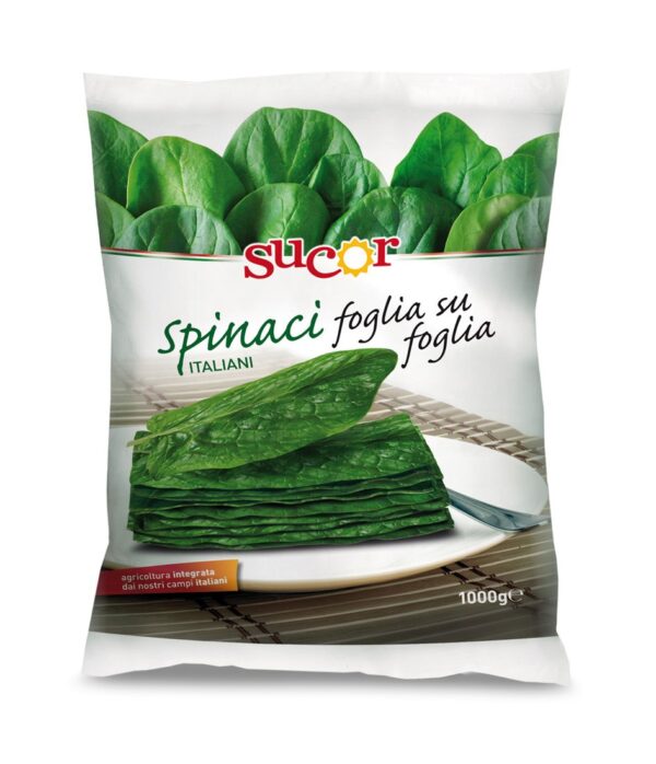 Spinaci italiani foglia su foflia surgelati da 1kg Sucor