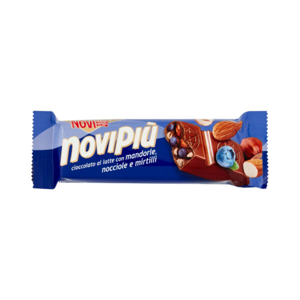 Barretta di cioccolato al latte con Mandorle,Nocciole e Mandorle 28g Novipiu'