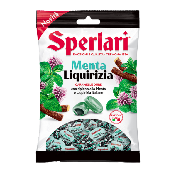 Caramelle dure con ripieno alla Menta e Liquirizia Italiane da 150g Sperlari