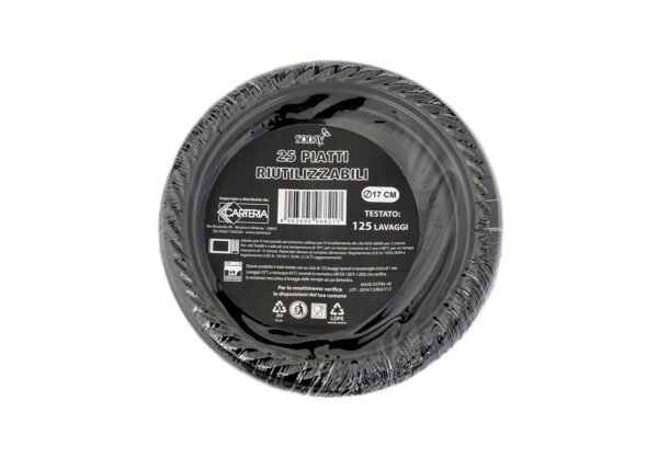 25 Piatti riutilizzabili da 17cm Nero