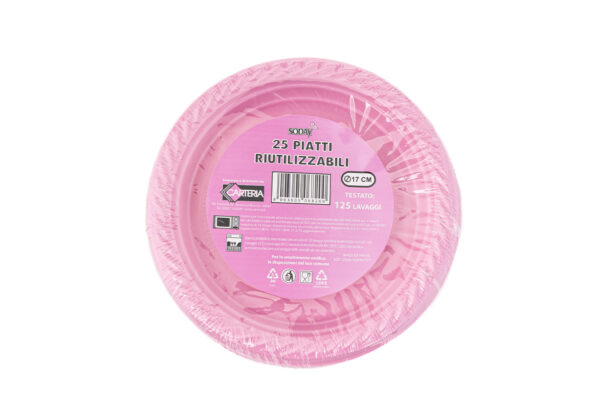 25 Piatti riutilizzabili da 17cm Rosa